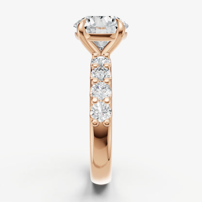 Round Solitaire Engagement Ring with Statement Diamond Band