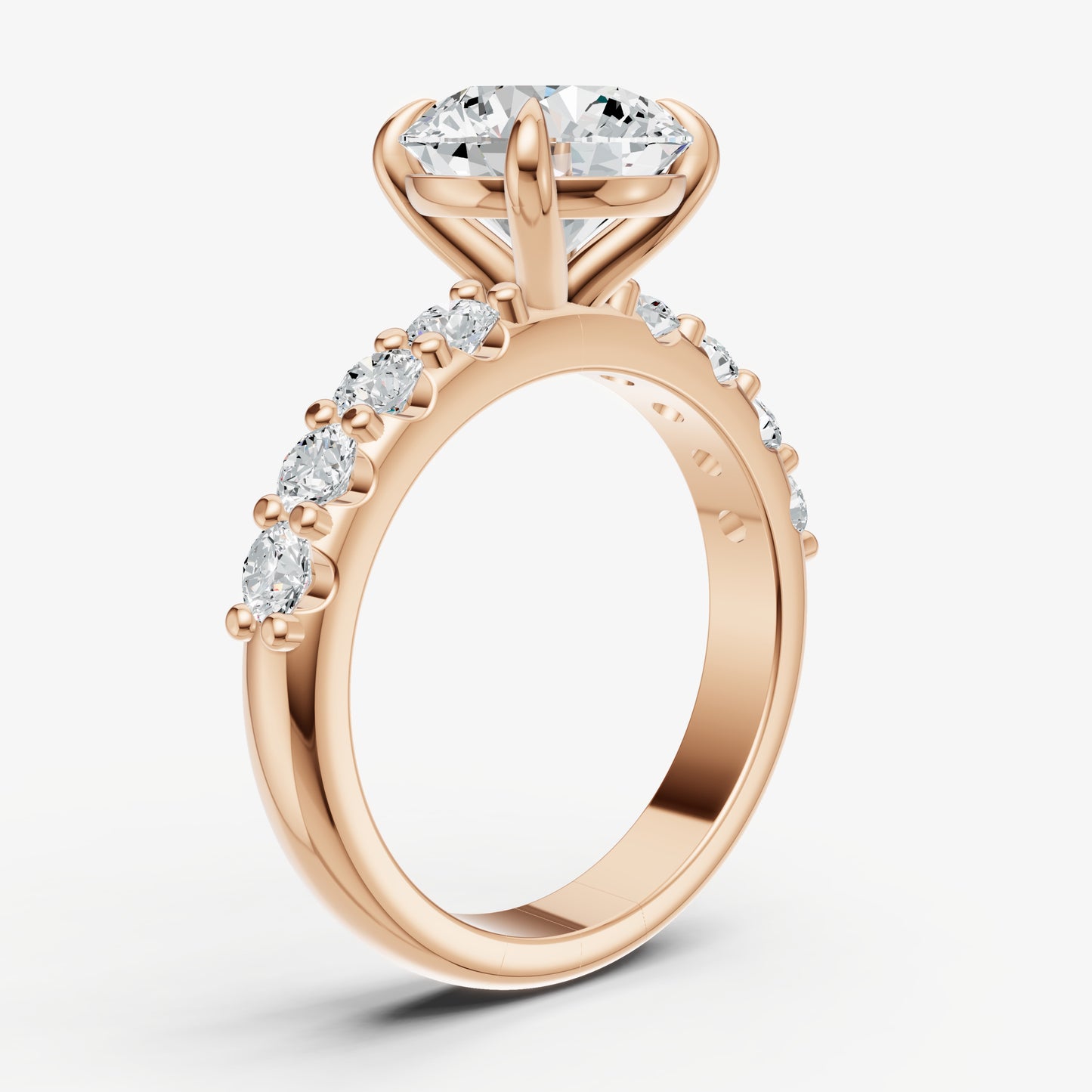 Round Solitaire Engagement Ring with Statement Diamond Band