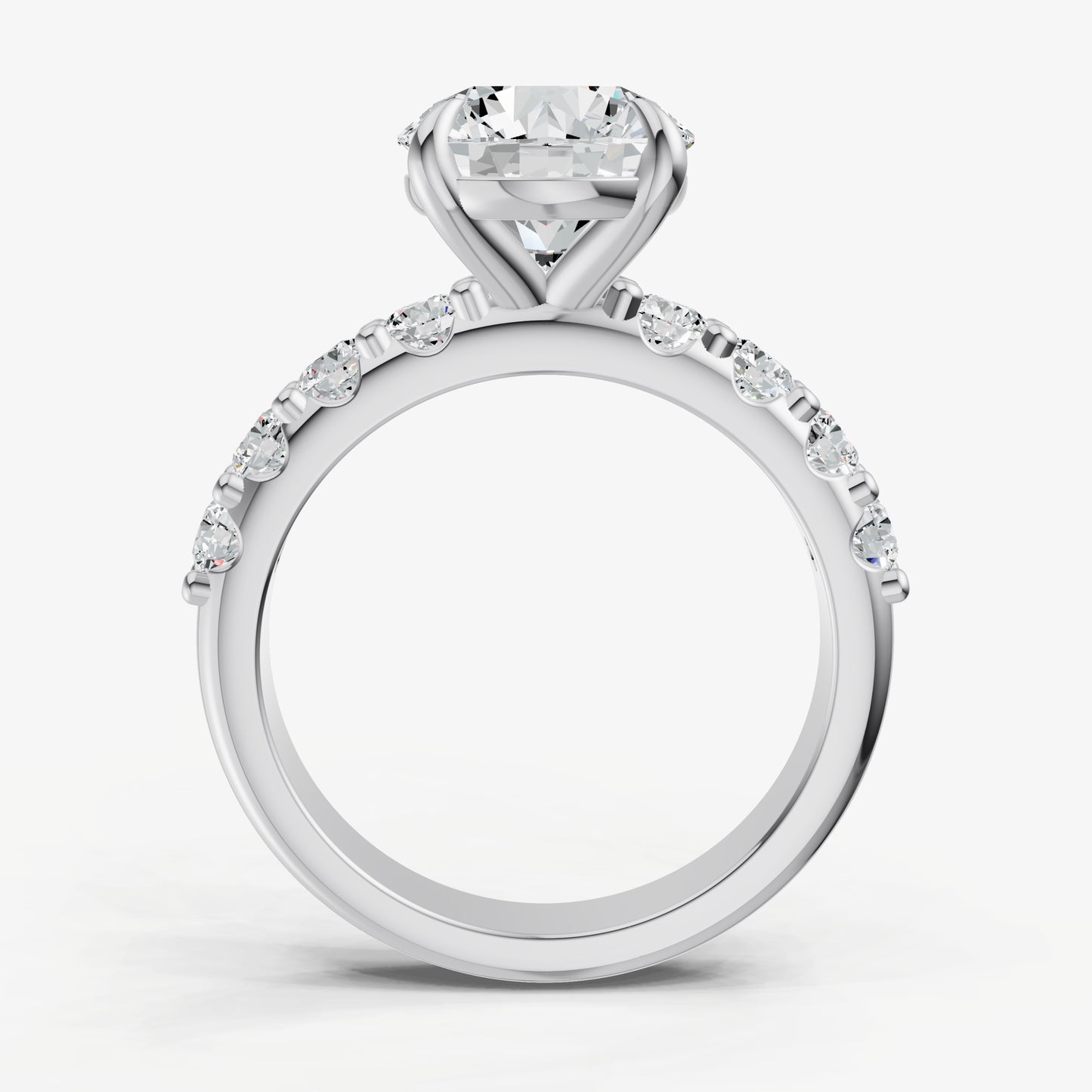 Round Solitaire Engagement Ring with Statement Diamond Band