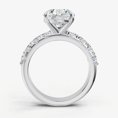 Round Solitaire Engagement Ring with Statement Diamond Band