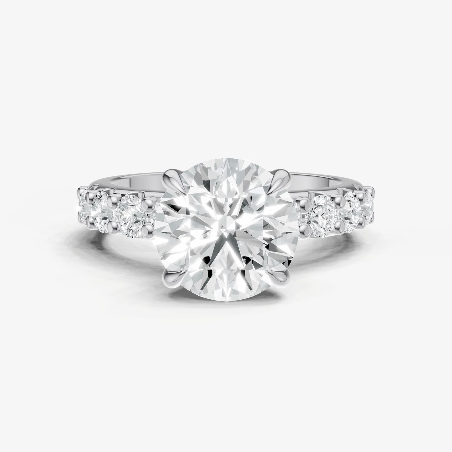 Round Solitaire Engagement Ring with Statement Diamond Band