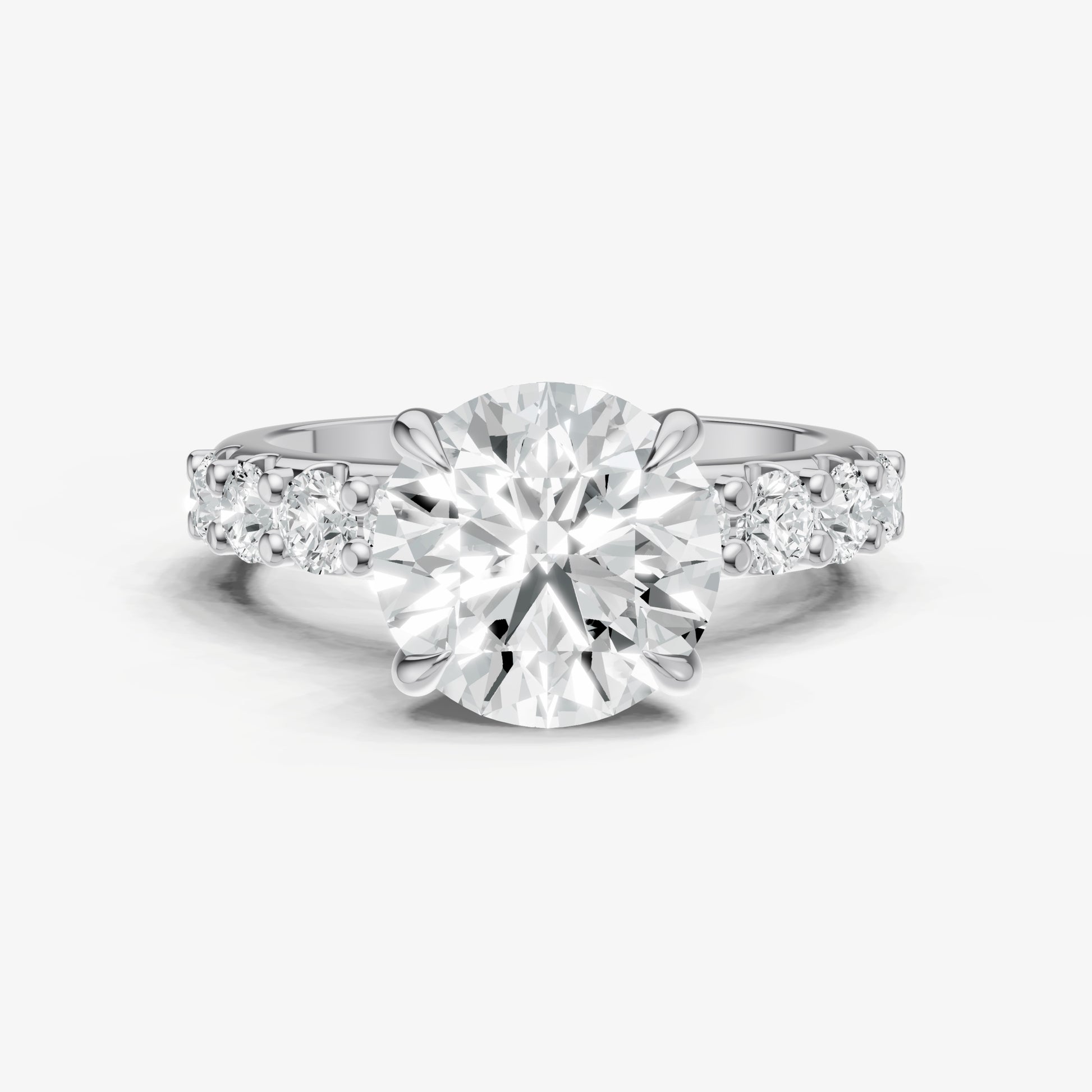 Round Solitaire Engagement Ring with Statement Diamond Band