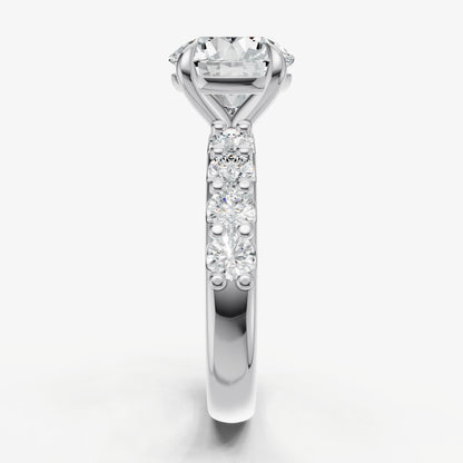 Round Solitaire Engagement Ring with Statement Diamond Band