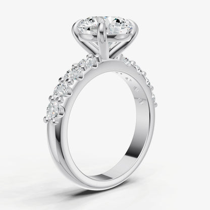 Round Solitaire Engagement Ring with Statement Diamond Band