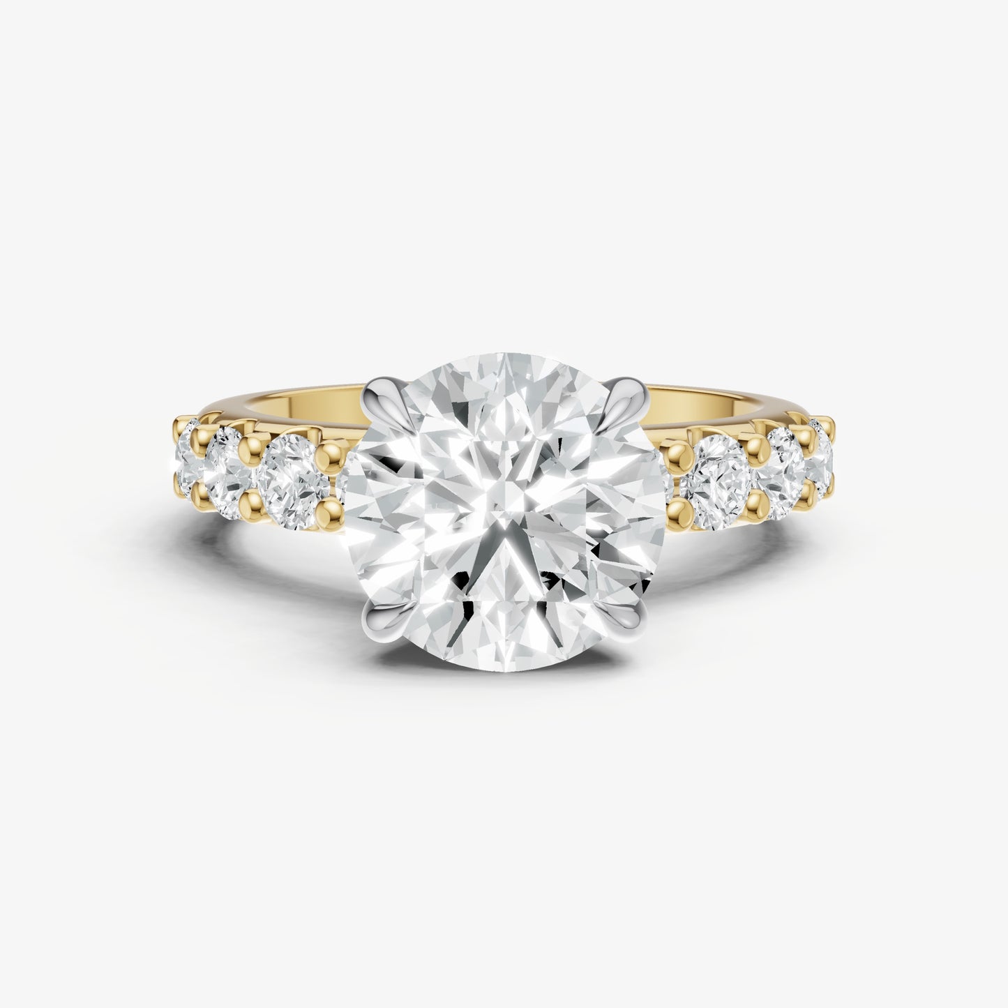 Round Solitaire Engagement Ring with Statement Diamond Band