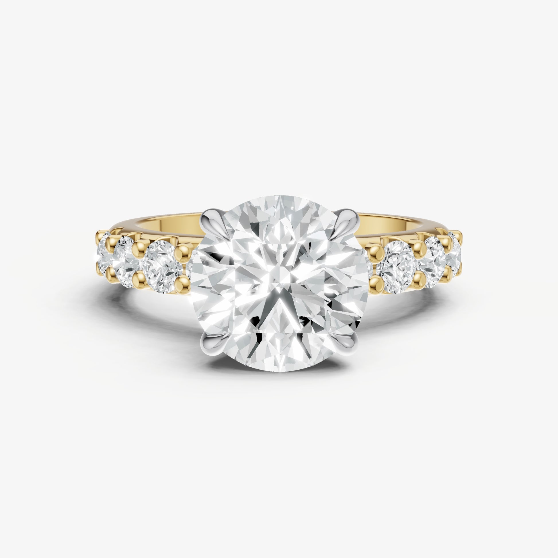 Round Solitaire Engagement Ring with Statement Diamond Band