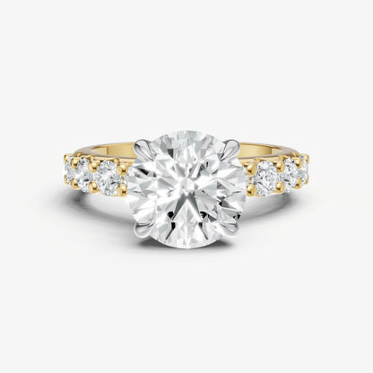 Round Solitaire Engagement Ring with Statement Diamond Band