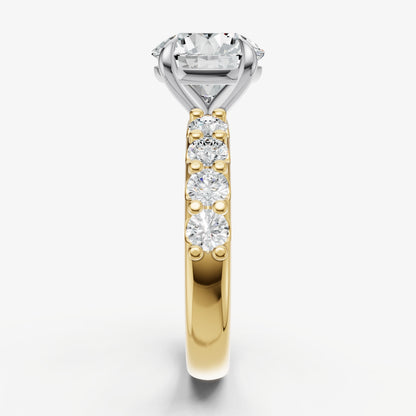Round Solitaire Engagement Ring with Statement Diamond Band