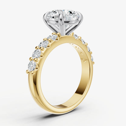 Round Solitaire Engagement Ring with Statement Diamond Band
