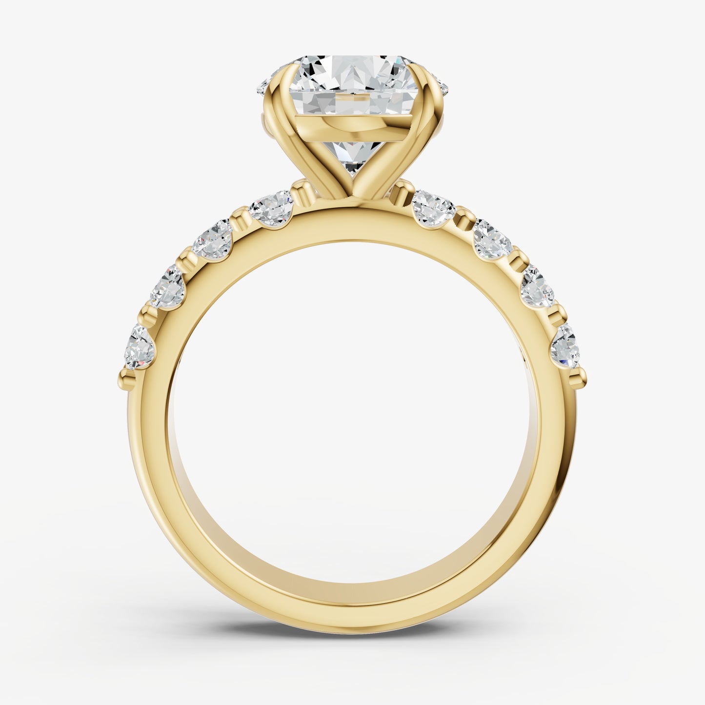 Round Solitaire Engagement Ring with Statement Diamond Band