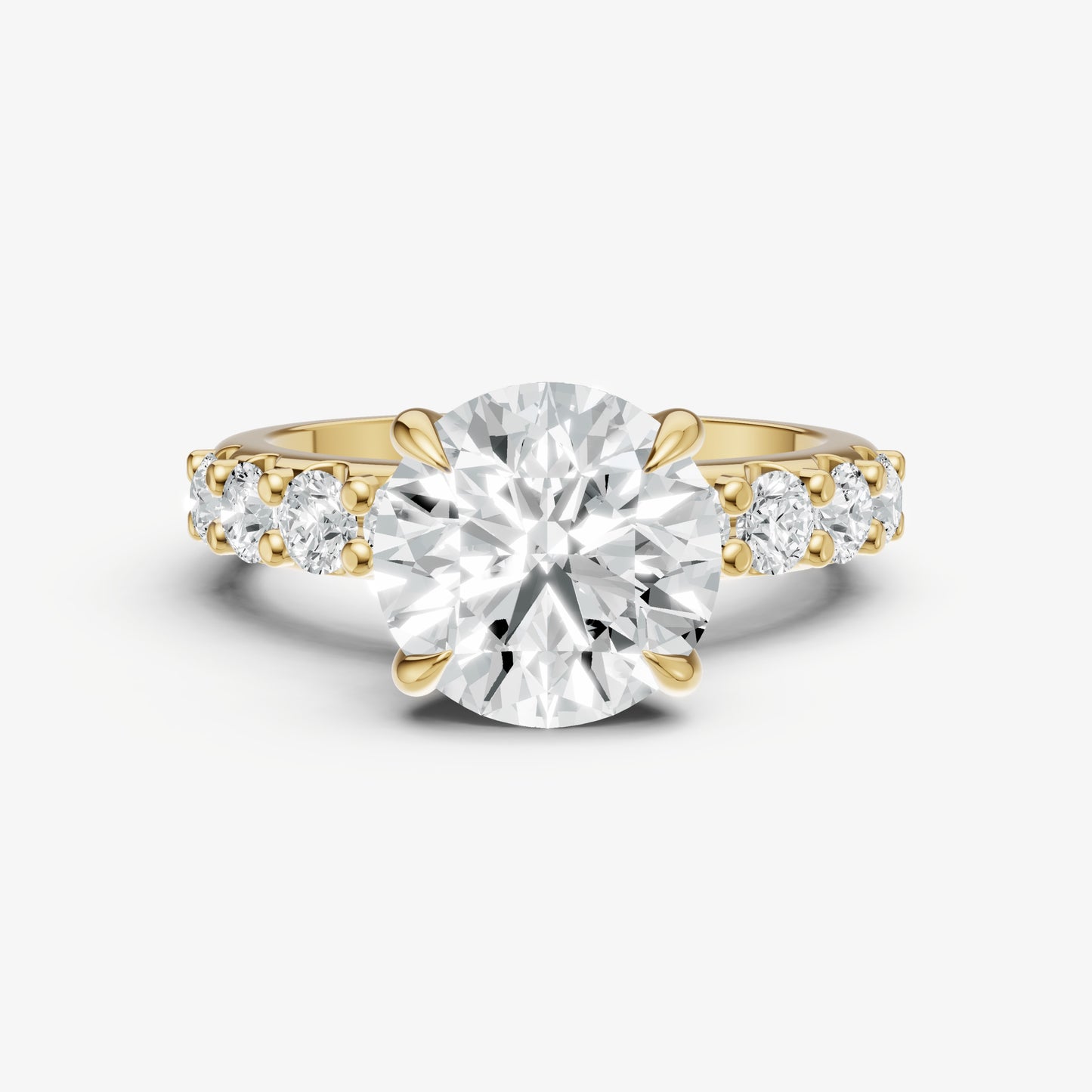Round Solitaire Engagement Ring with Statement Diamond Band