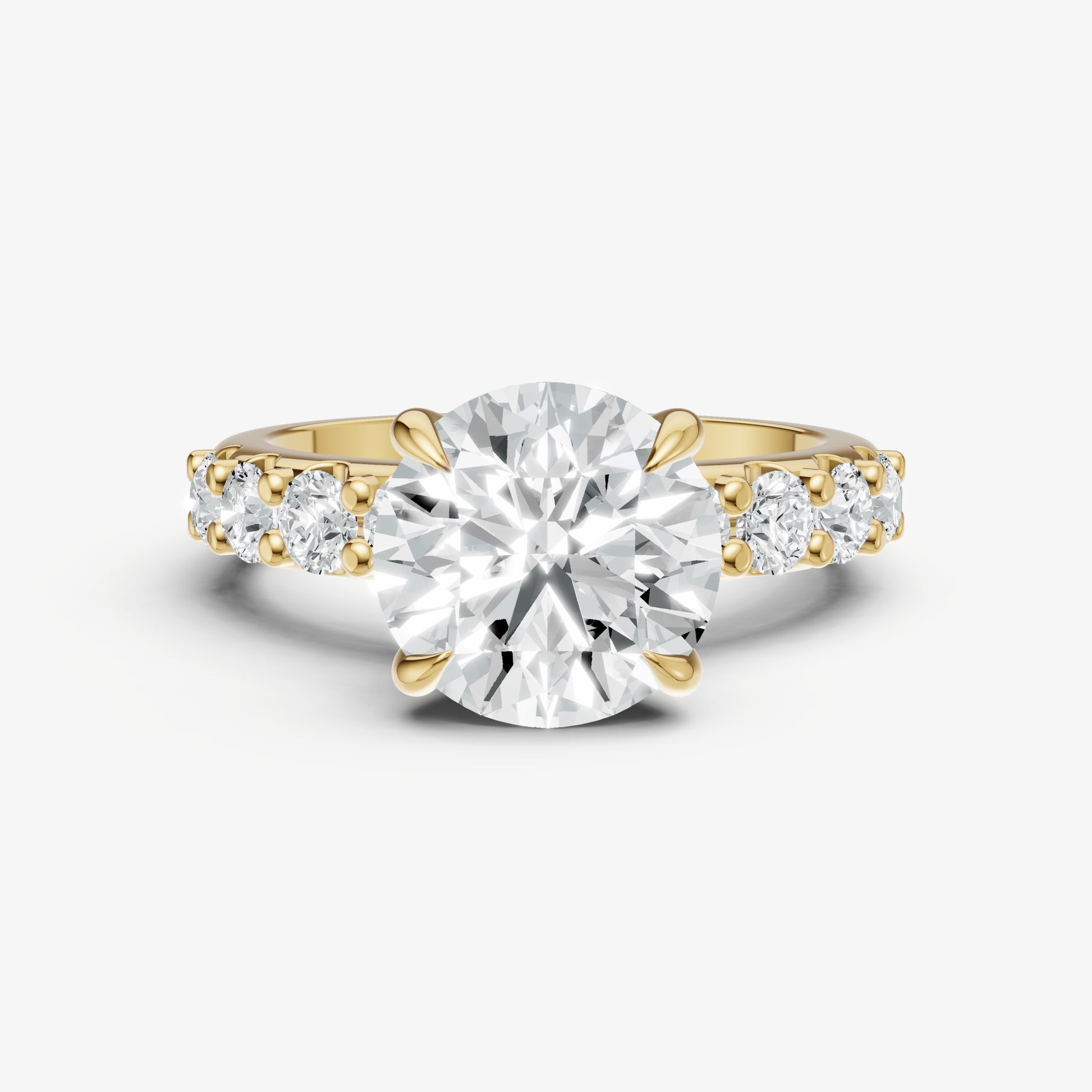 Round Solitaire Engagement Ring with Statement Diamond Band