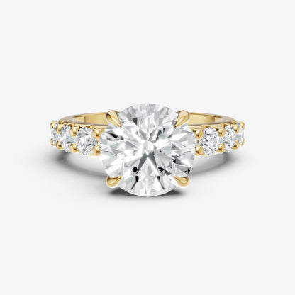 Round Solitaire Engagement Ring with Statement Diamond Band