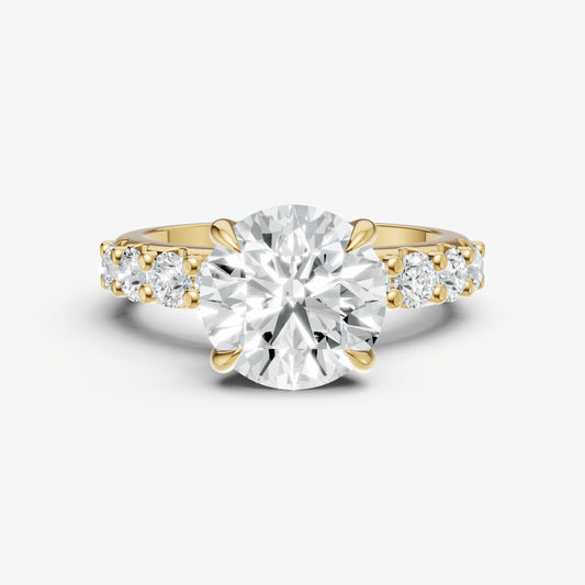 Round Solitaire Engagement Ring with Statement Diamond Band