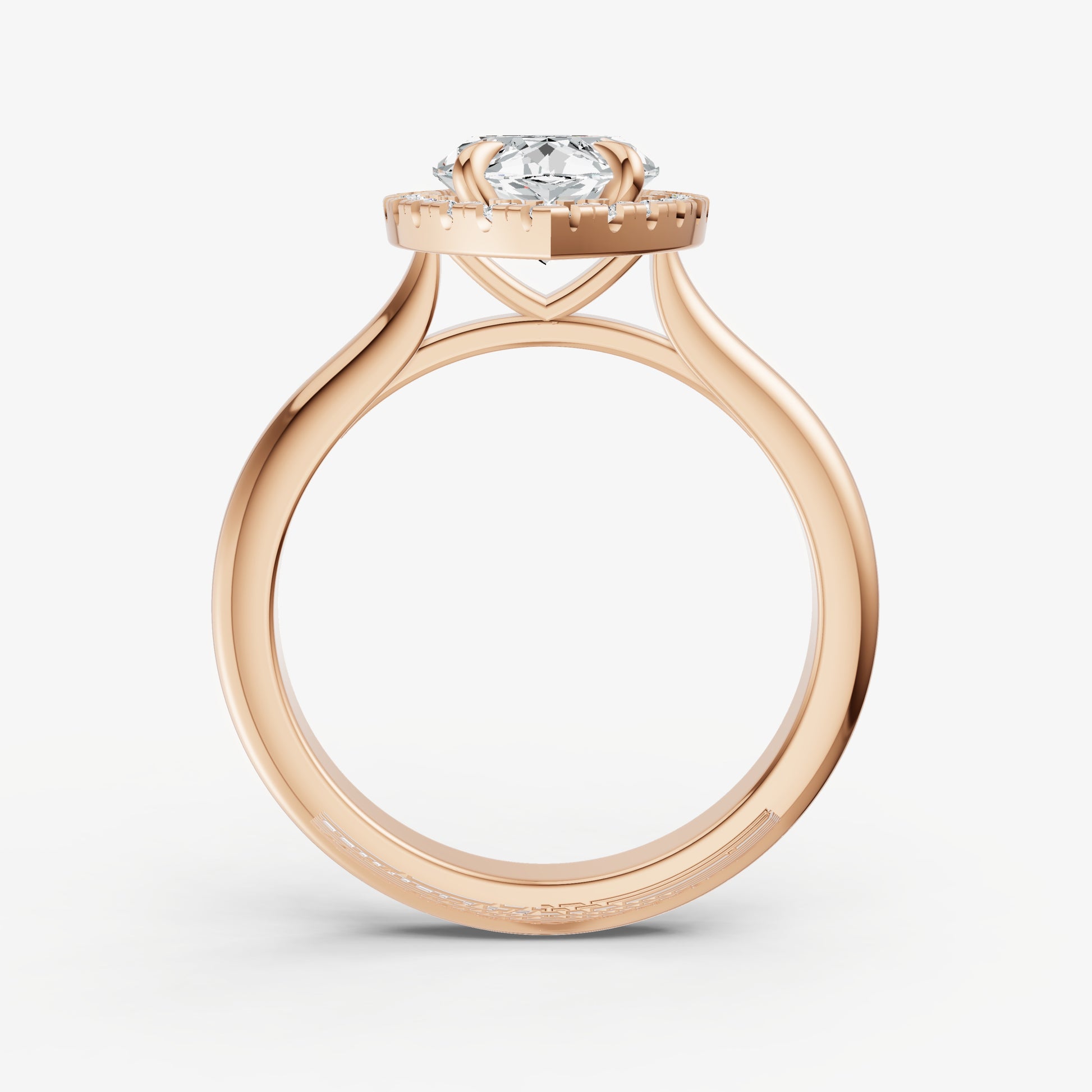 Marquise Solitaire Engagement Ring with Fine Halo Diamond Band