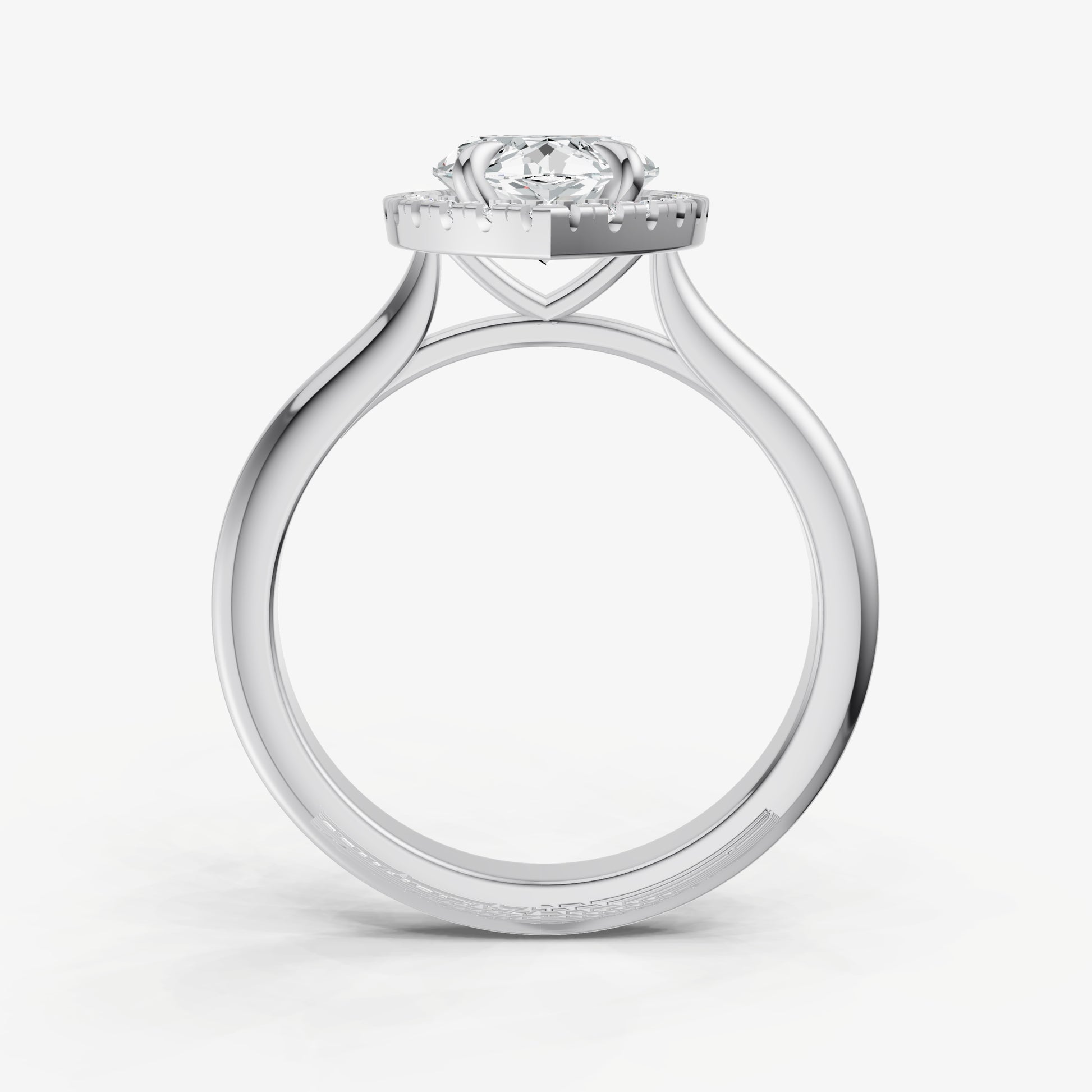 Marquise Solitaire Engagement Ring with Fine Halo Diamond Band