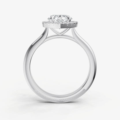 Marquise Solitaire Engagement Ring with Fine Halo Diamond Band