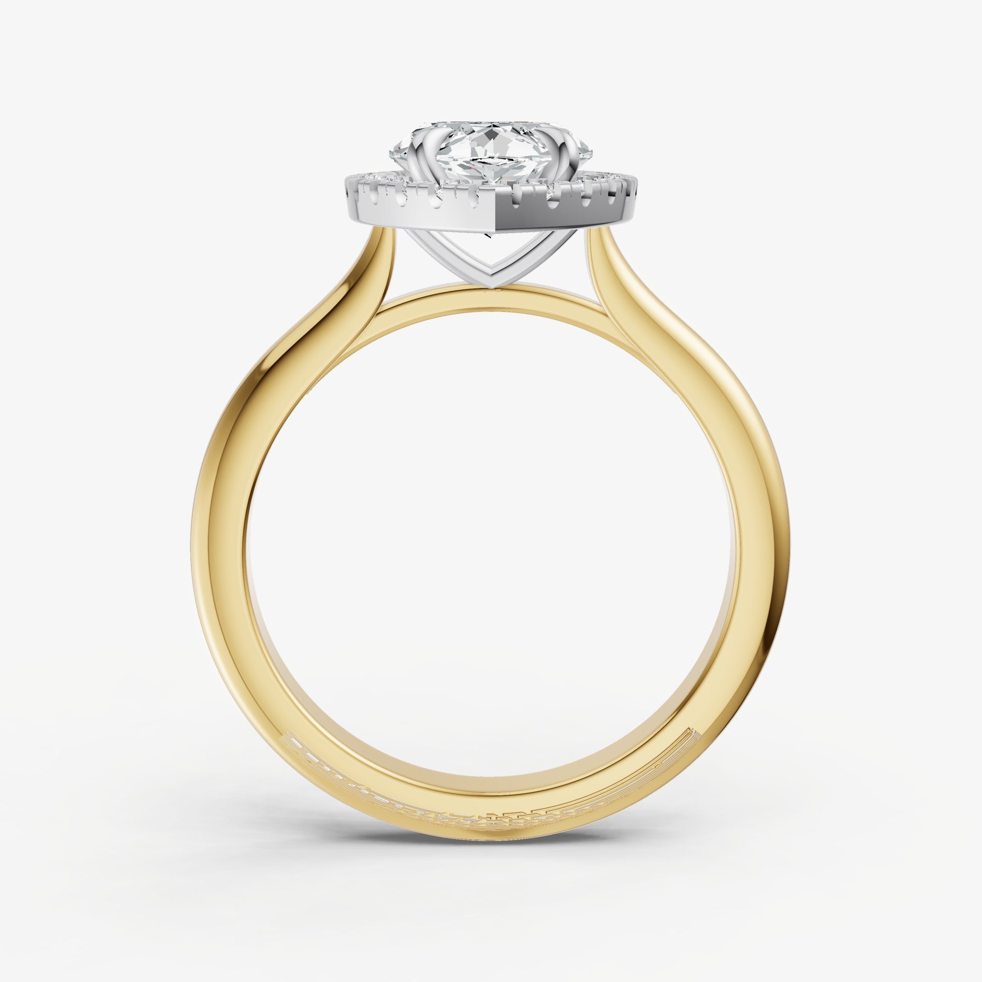 Marquise Solitaire Engagement Ring with Fine Halo Diamond Band