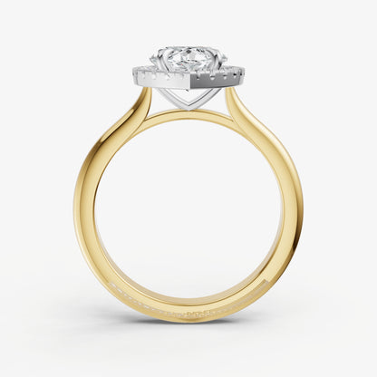 Marquise Solitaire Engagement Ring with Fine Halo Diamond Band
