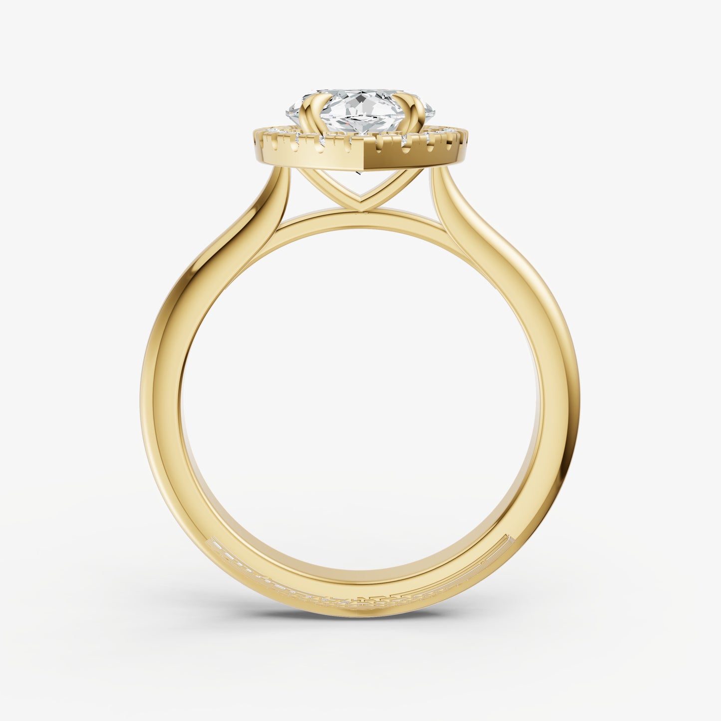 Marquise Solitaire Engagement Ring with Fine Halo Diamond Band