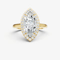 Marquise Solitaire Engagement Ring with Fine Halo Diamond Band