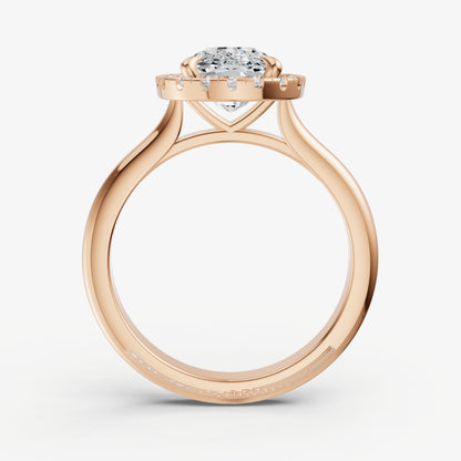 Old Miner Solitaire Engagement Ring with Fine Halo Diamond Band