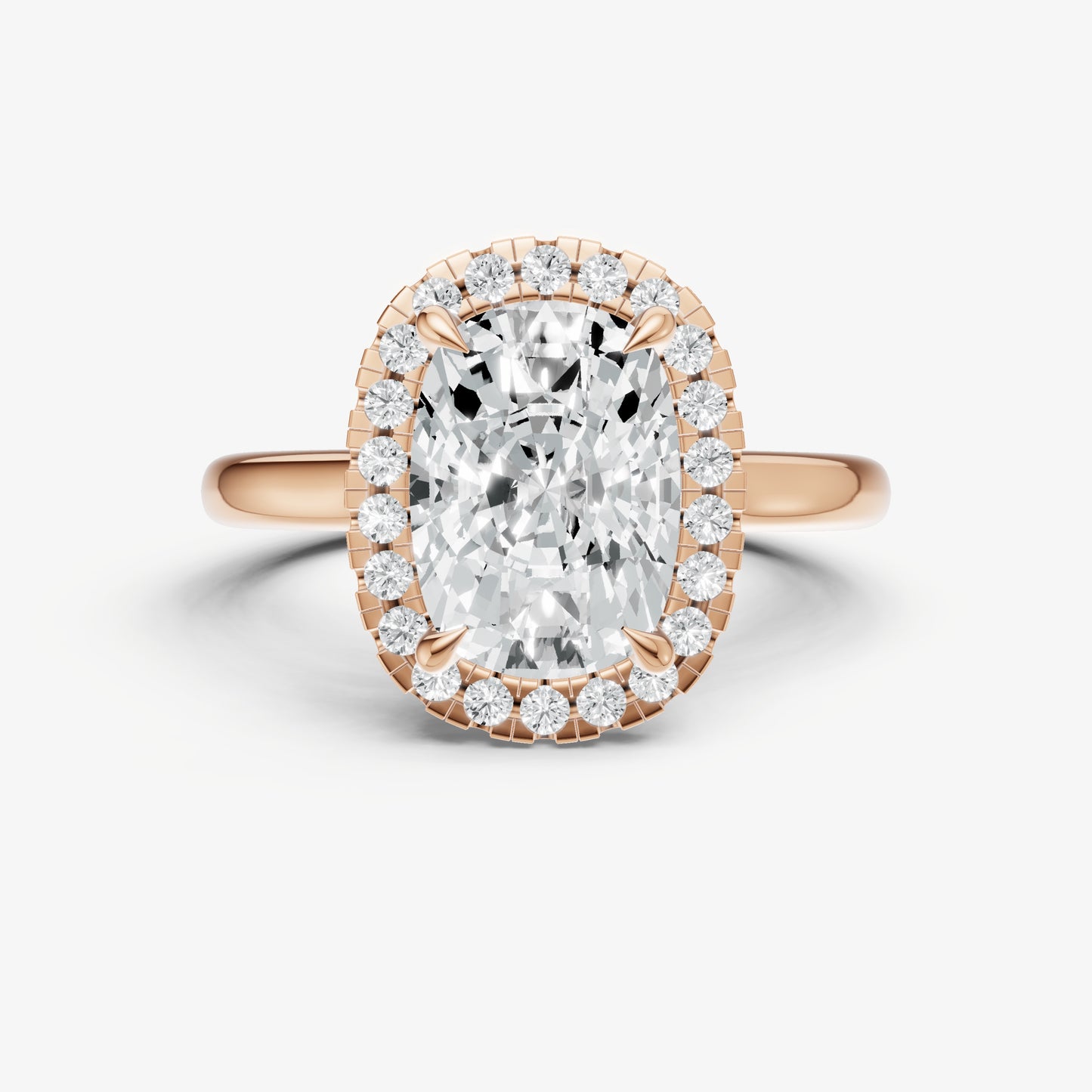 Old Miner Solitaire Engagement Ring with Fine Halo Diamond Band