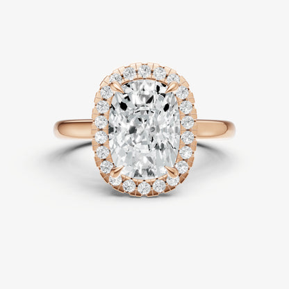 Old Miner Solitaire Engagement Ring with Fine Halo Diamond Band