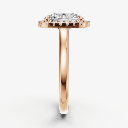 Old Miner Solitaire Engagement Ring with Fine Halo Diamond Band