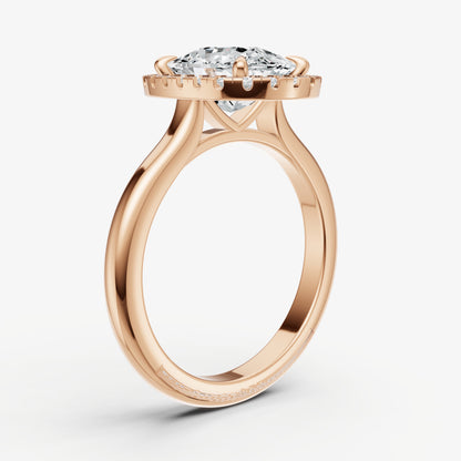 Old Miner Solitaire Engagement Ring with Fine Halo Diamond Band