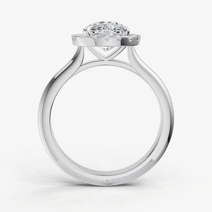 Old Miner Solitaire Engagement Ring with Fine Halo Diamond Band
