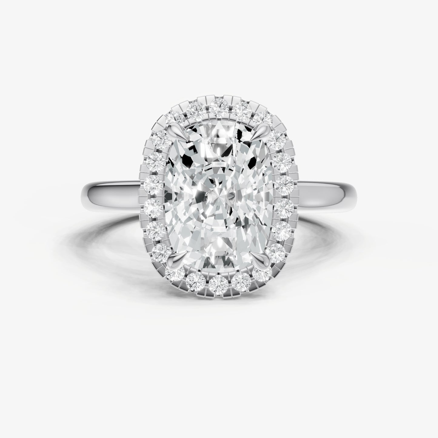 Old Miner Solitaire Engagement Ring with Fine Halo Diamond Band