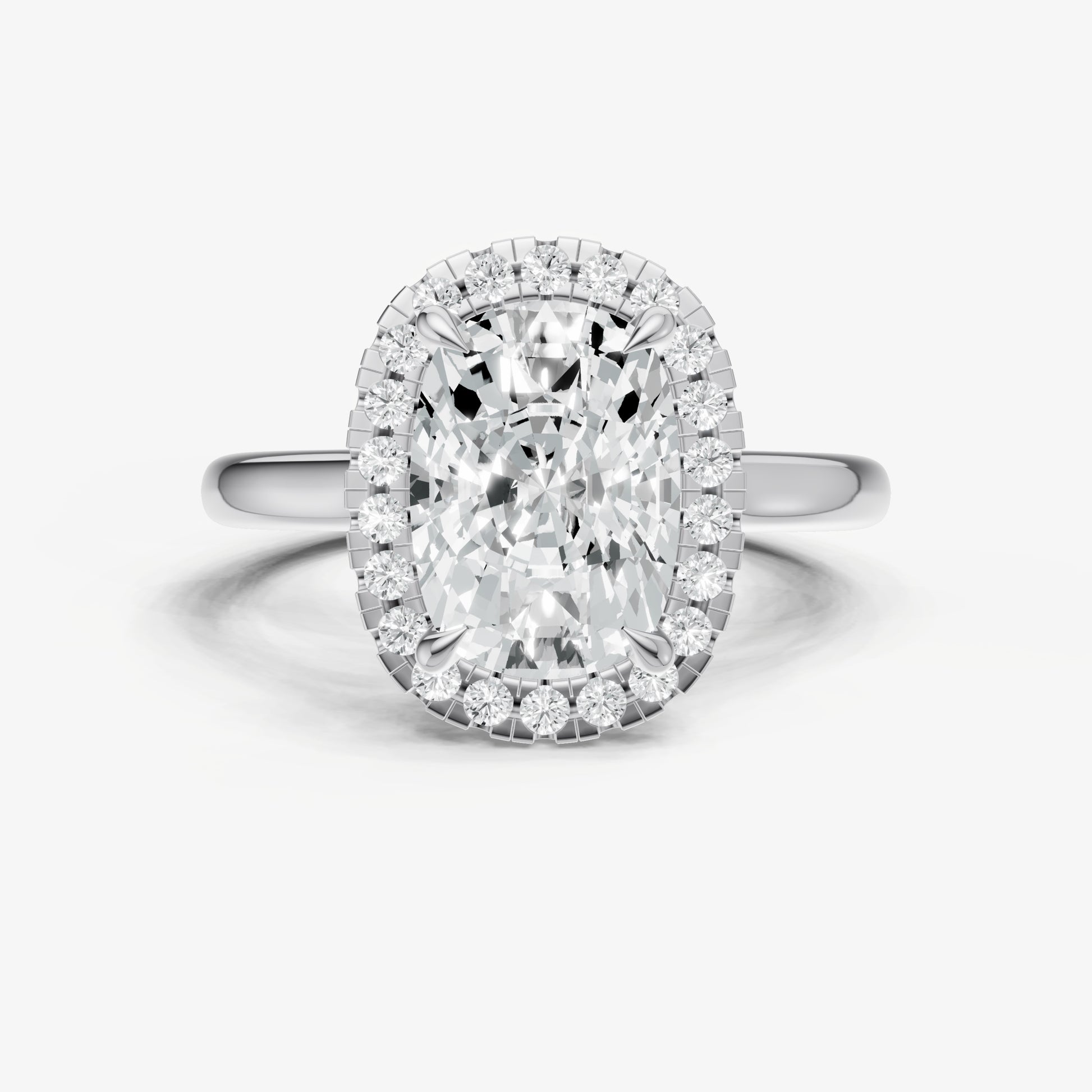 Old Miner Solitaire Engagement Ring with Fine Halo Diamond Band