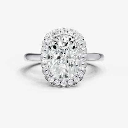 Old Miner Solitaire Engagement Ring with Fine Halo Diamond Band
