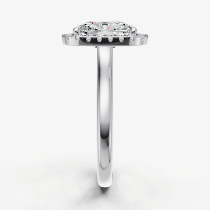 Old Miner Solitaire Engagement Ring with Fine Halo Diamond Band