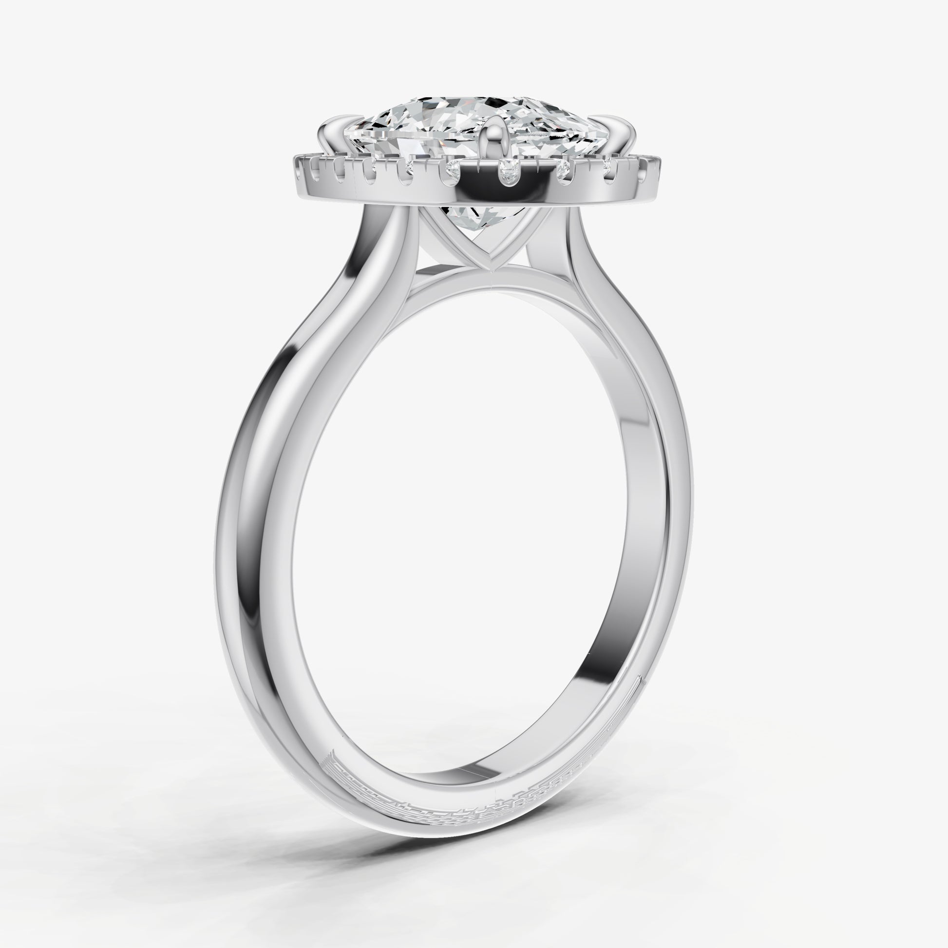 Old Miner Solitaire Engagement Ring with Fine Halo Diamond Band