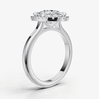 Old Miner Solitaire Engagement Ring with Fine Halo Diamond Band