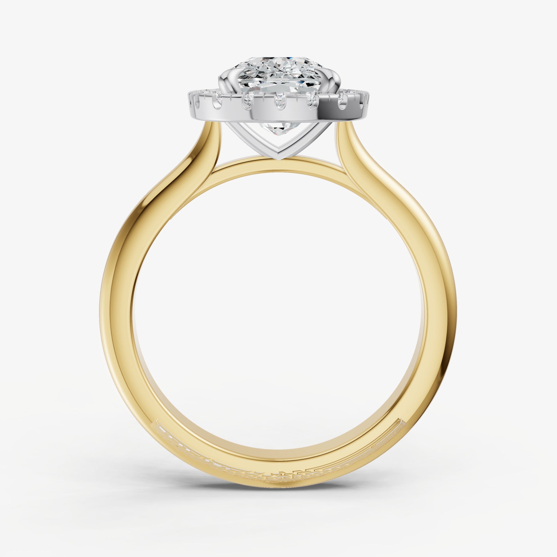 Old Miner Solitaire Engagement Ring with Fine Halo Diamond Band
