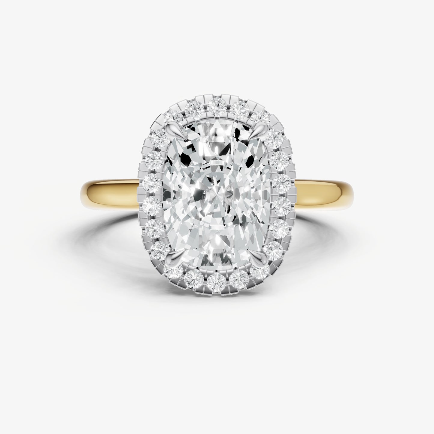 Old Miner Solitaire Engagement Ring with Fine Halo Diamond Band
