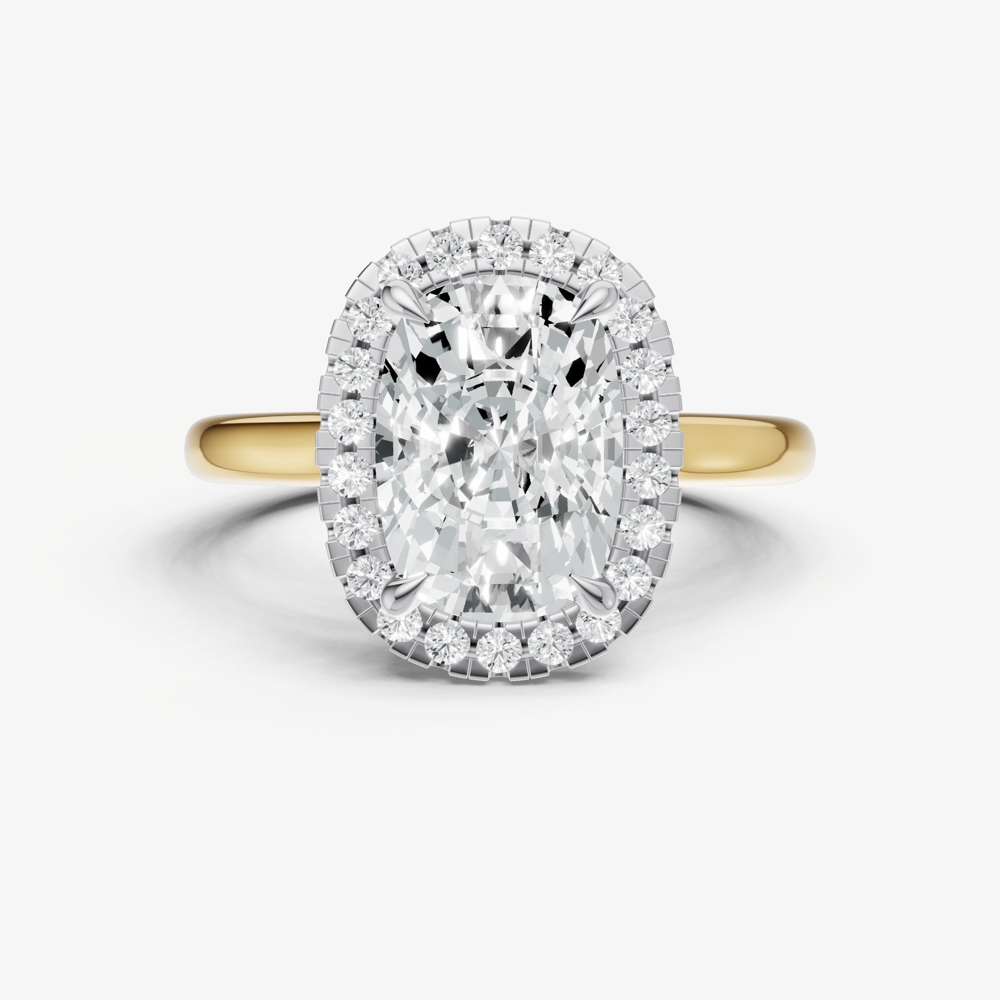 Old Miner Solitaire Engagement Ring with Fine Halo Diamond Band