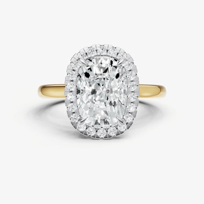 Old Miner Solitaire Engagement Ring with Fine Halo Diamond Band