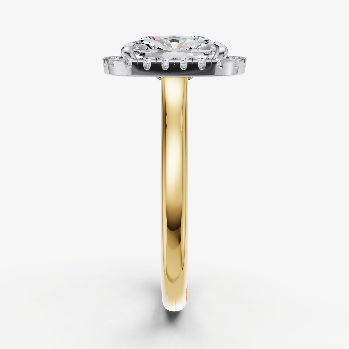Old Miner Solitaire Engagement Ring with Fine Halo Diamond Band