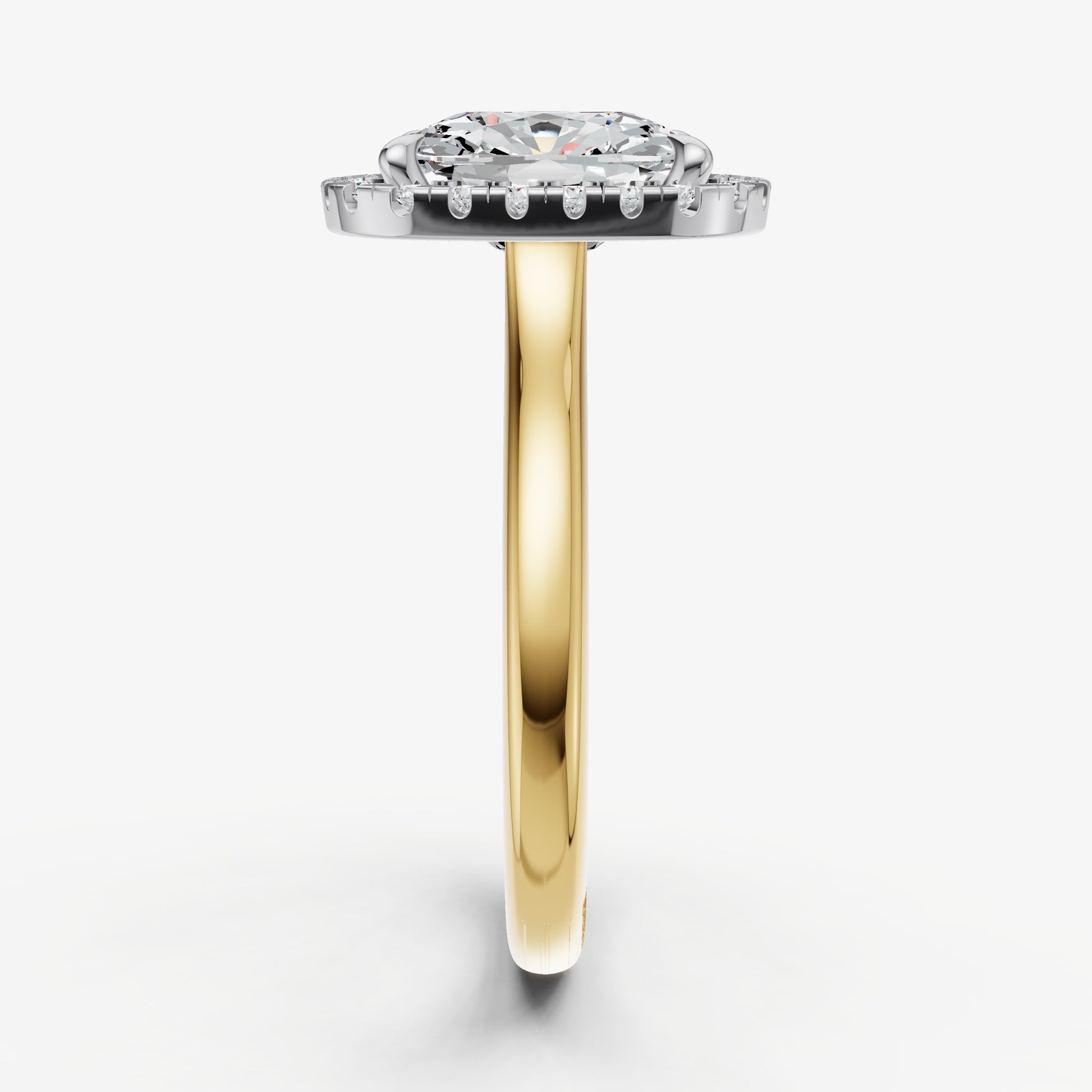 Old Miner Solitaire Engagement Ring with Fine Halo Diamond Band