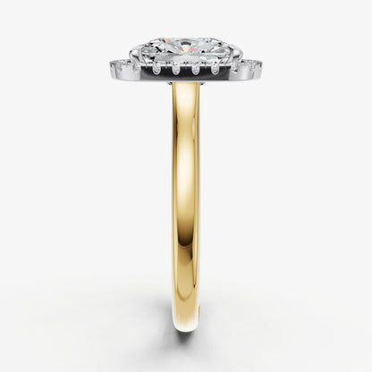 Old Miner Solitaire Engagement Ring with Fine Halo Diamond Band