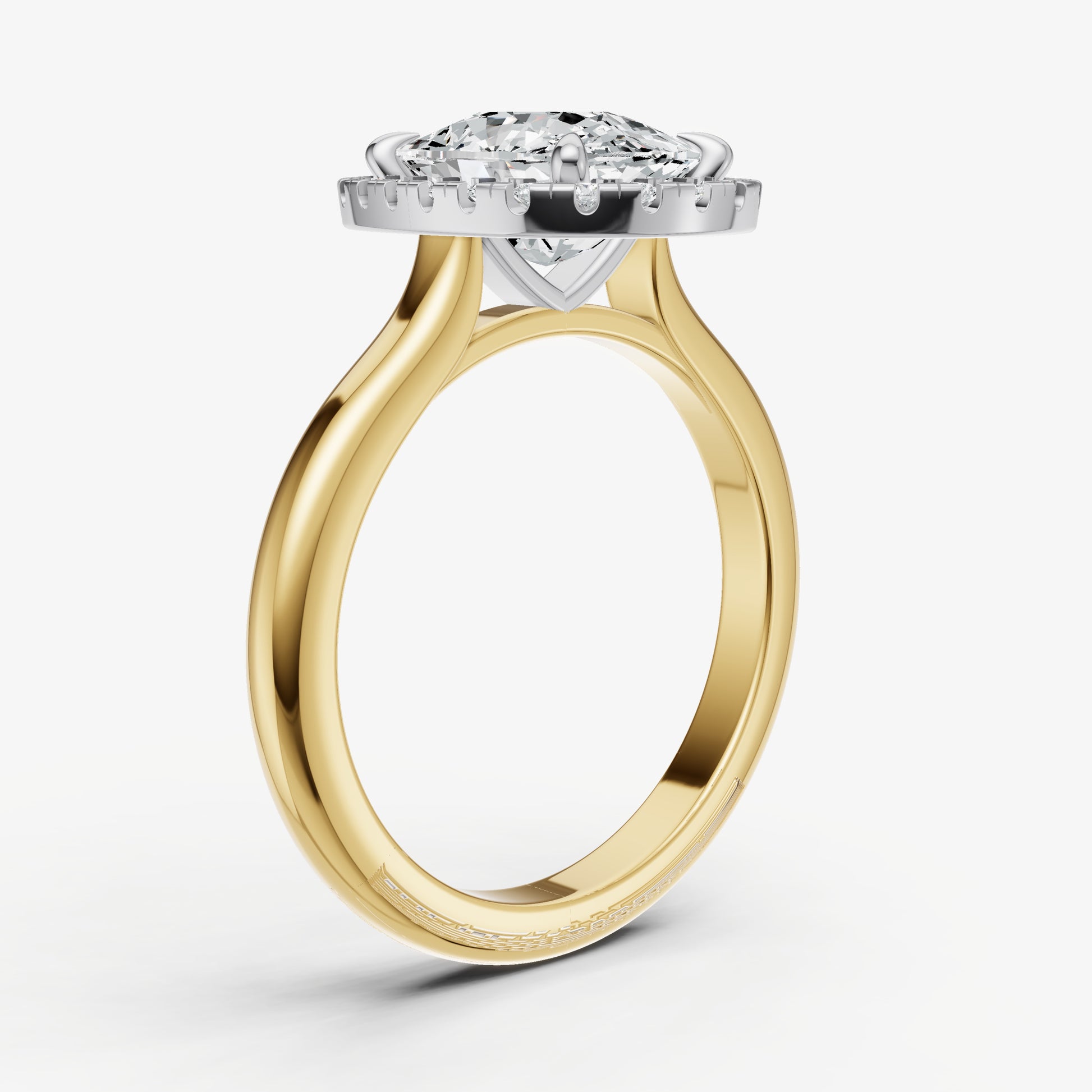 Old Miner Solitaire Engagement Ring with Fine Halo Diamond Band