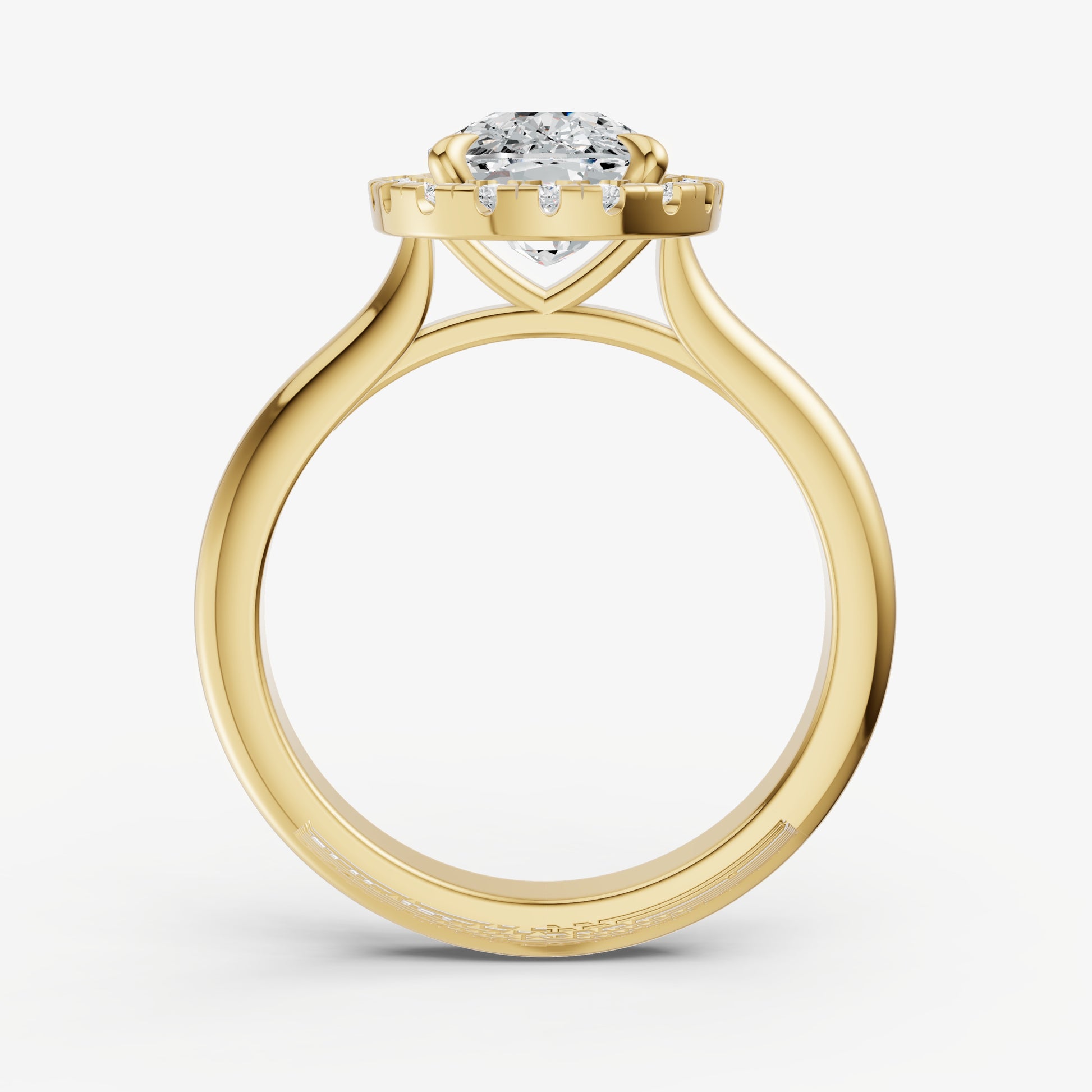 Old Miner Solitaire Engagement Ring with Fine Halo Diamond Band