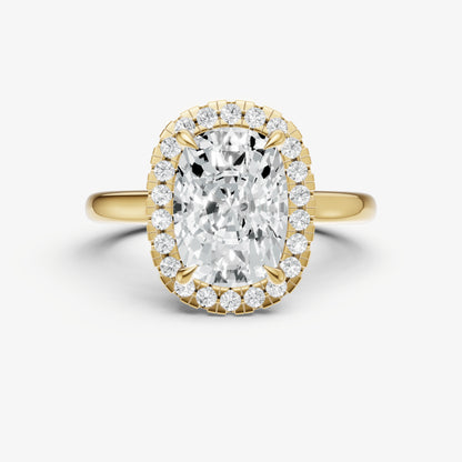 Old Miner Solitaire Engagement Ring with Fine Halo Diamond Band