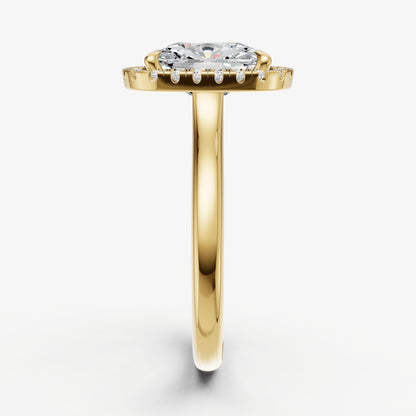 Old Miner Solitaire Engagement Ring with Fine Halo Diamond Band