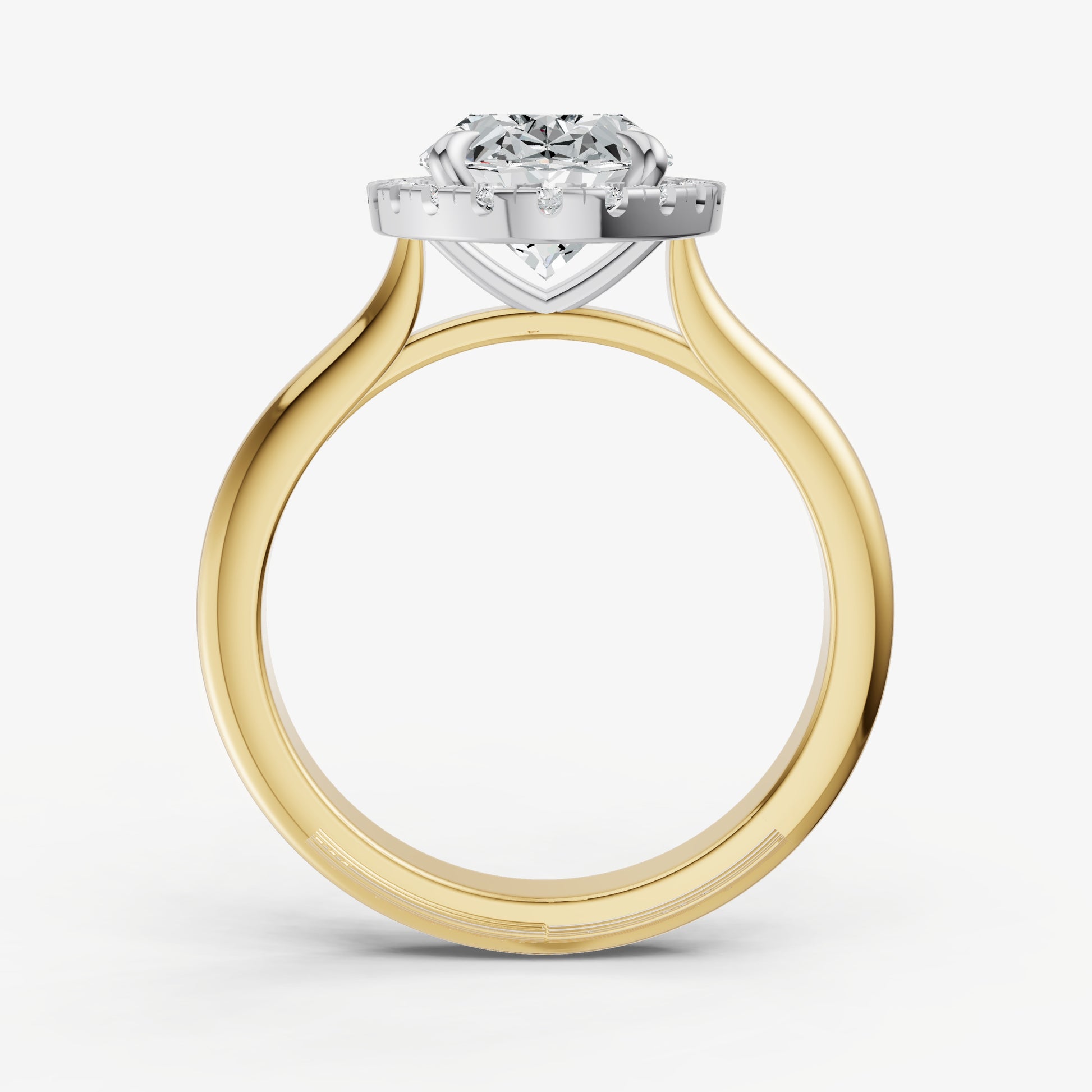 Oval Solitaire Engagement Ring with Fine Halo Diamond Band