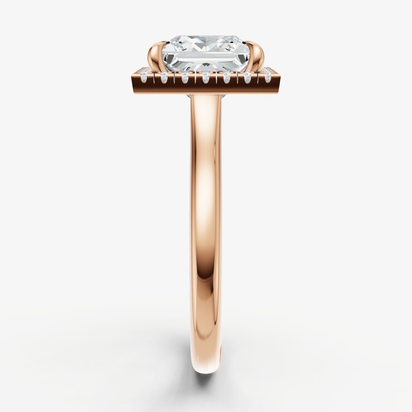 Princess Solitaire Engagement Ring with Fine Halo Diamond Band